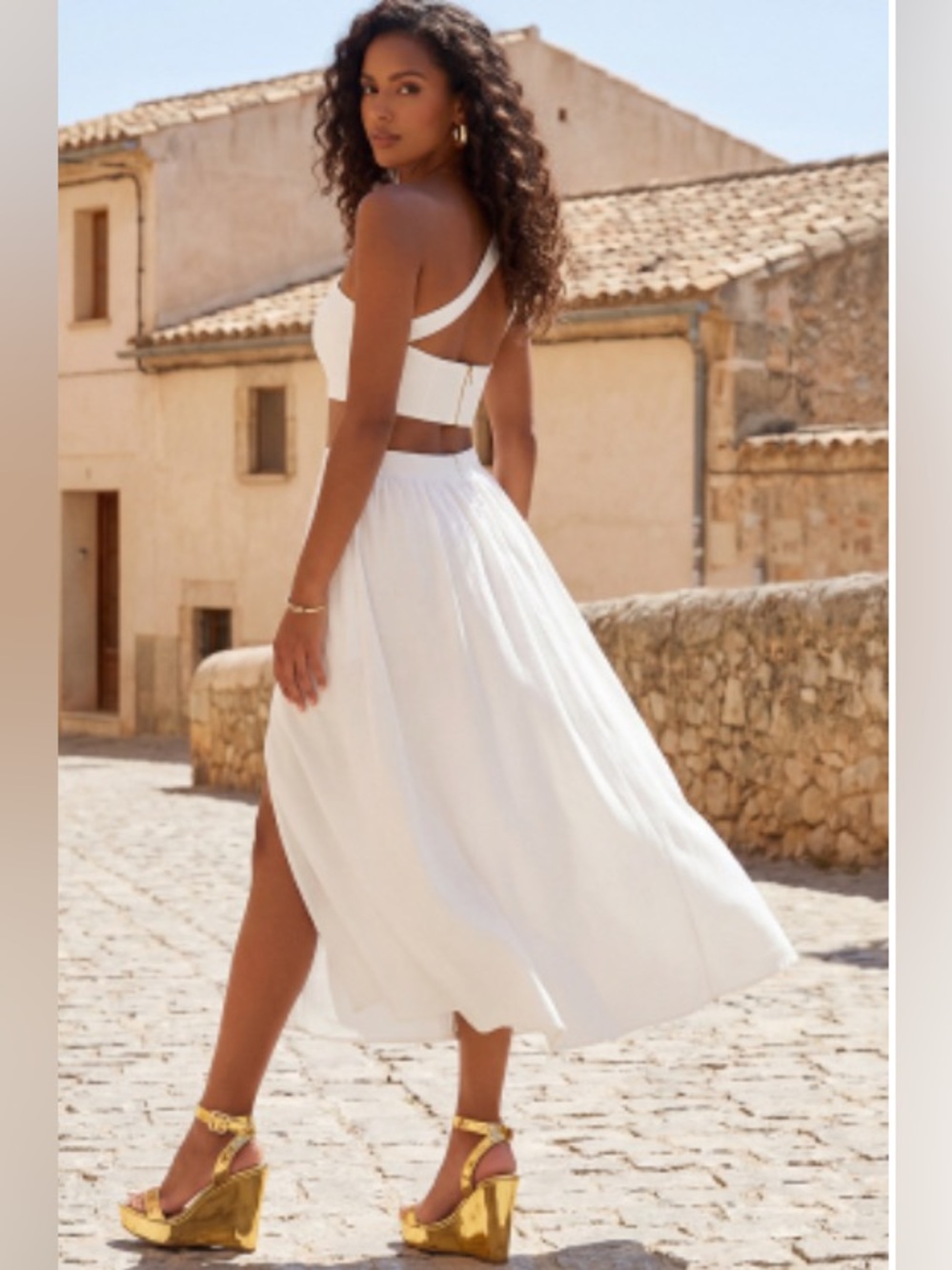 Mix No. 6 Metallic Gold Wedge Sandals with Ankle Strap